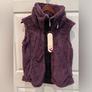i 5 Apparel Women's Grape Purple High Pile Fleece Vest With Hood Size XL NWT